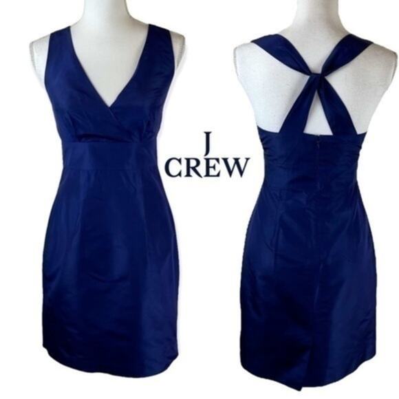 J Crew Pure Silk Purple CrissCross Back Party Event Dress NWOT Size 0 - Picture 2 of 10